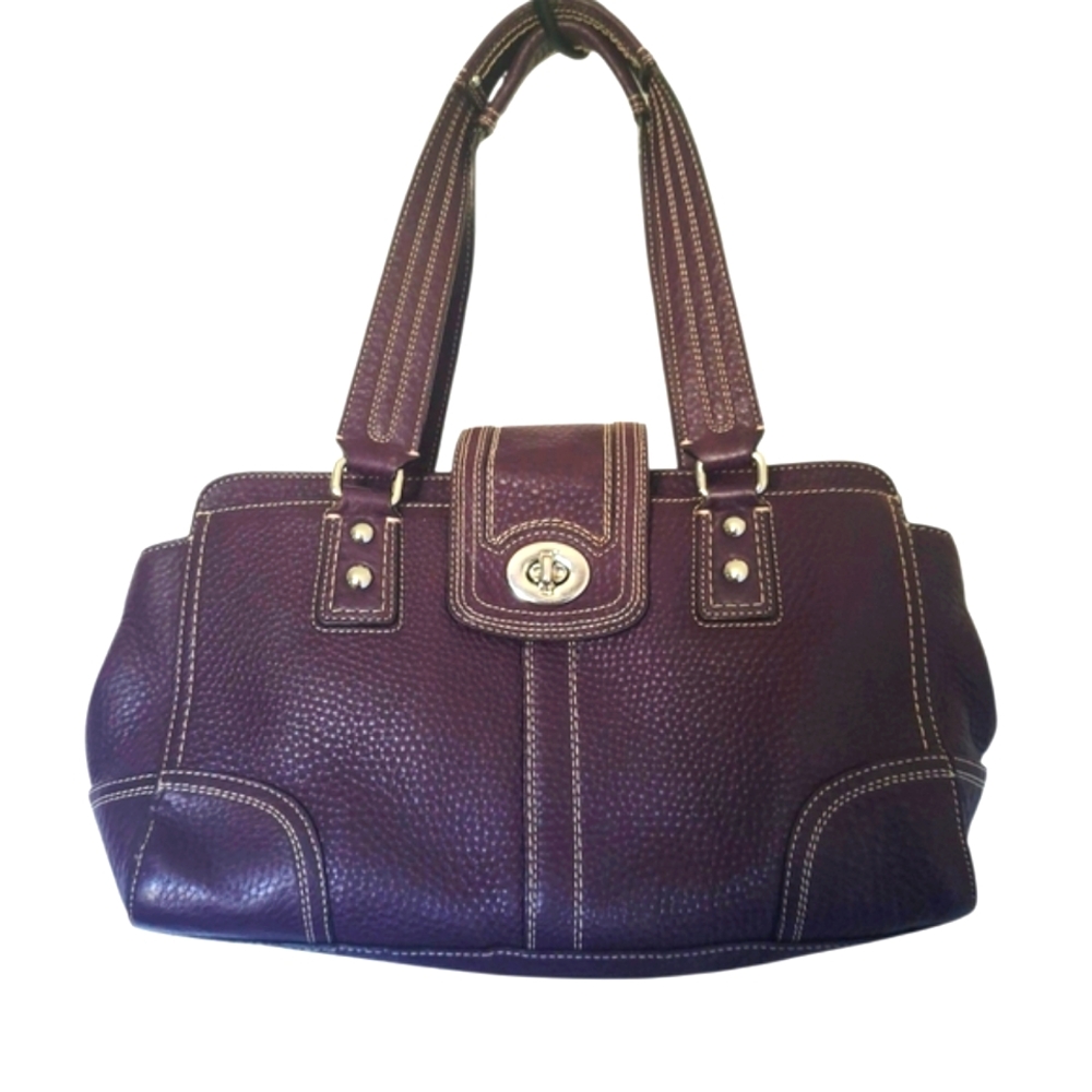 Coach Purple Hamilton In Pebbled Leather